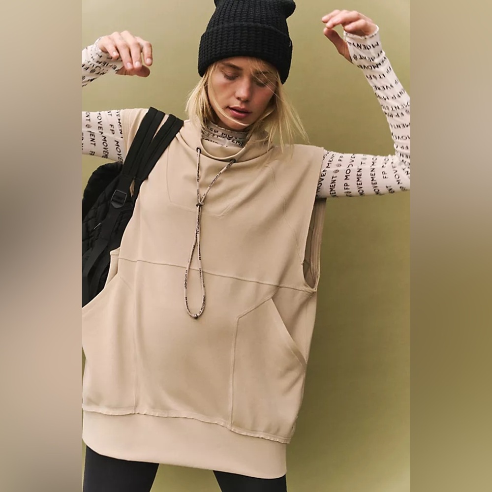 Free People FP Movement Sleeveless Oversize Pullover Hoodie Size Xs